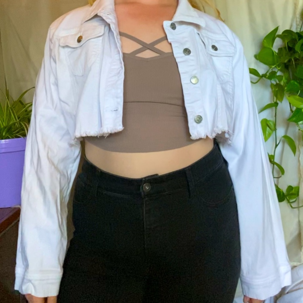 Goddess Jeans white denim cropped jacket